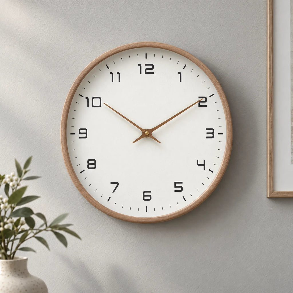 Nordik - Minimalistisk Vægur I Træ Se Hvad Klokken Er